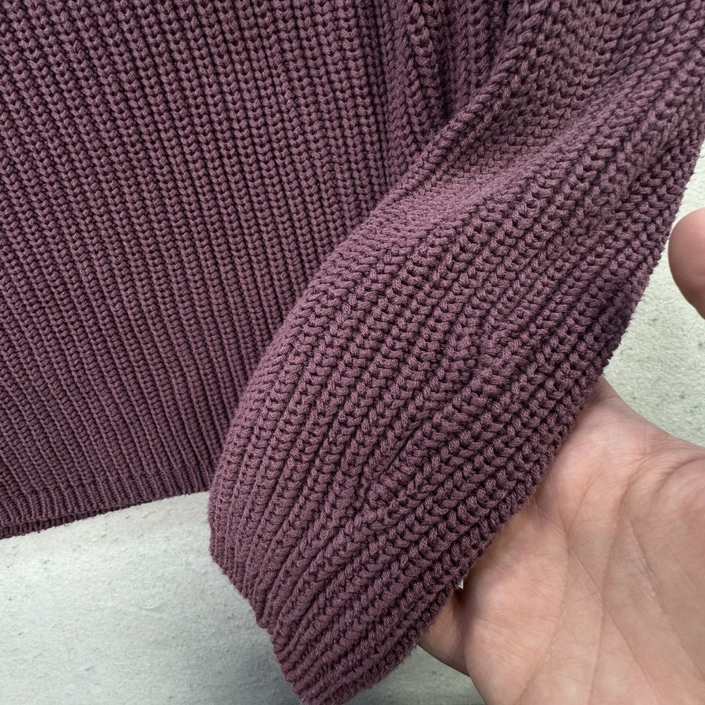 Quince 100% Organic Cotton Fisherman Sweater Size Medium Eggplant Boxey - Picture 7 of 12